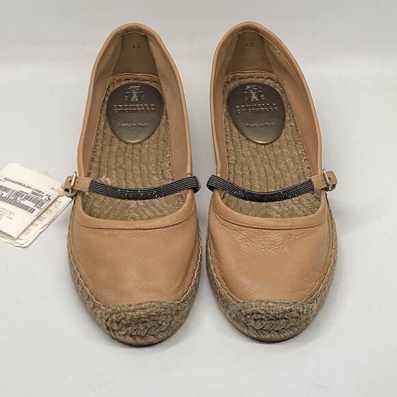 Brunello Cucinelli Monili-Embellished Leather Espadrilles size 40 - Picture 3 of 14